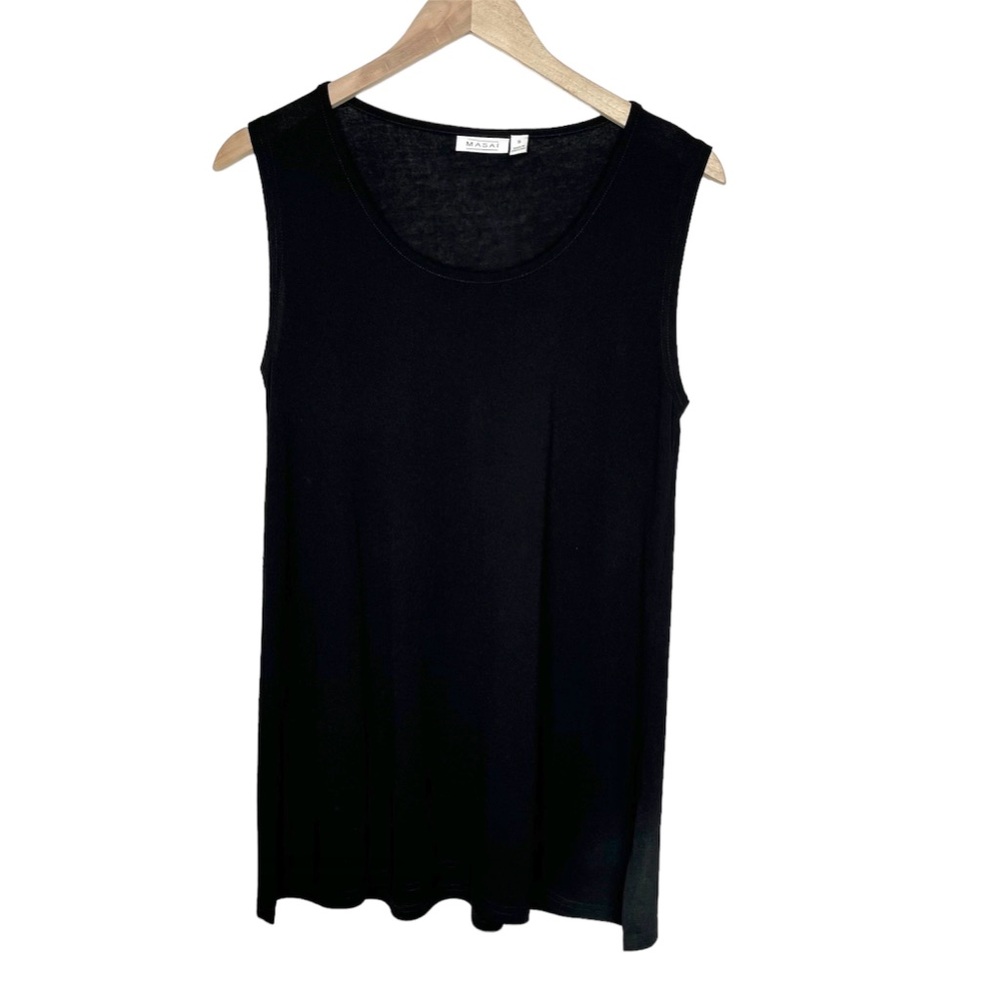 Masai Copenhagen black sleeveless viscose lagenlook tunic top size small